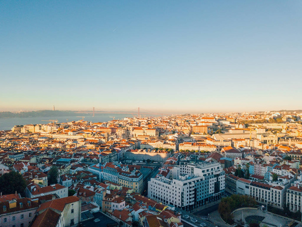 Aerial panoramic birds eye view of the old town of Lisbon, Portugal.  - Foto, Imagem