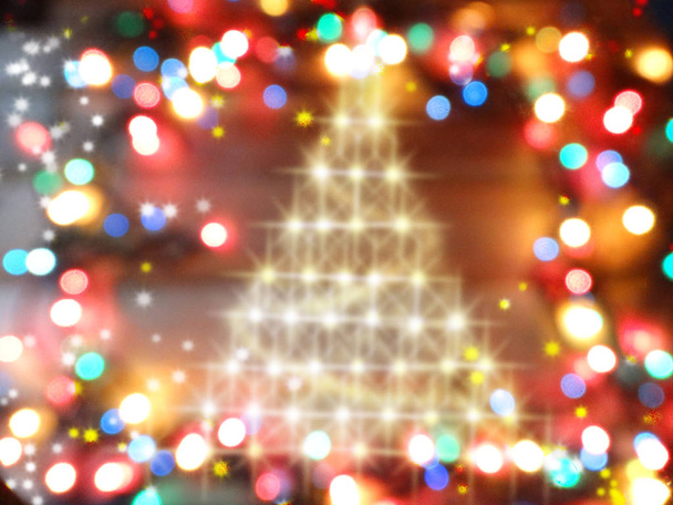 christmas tree background with garland lights - Photo, Image