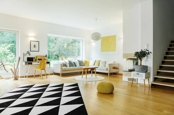 Living room with yellow accents - Photo, Image