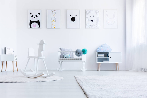 White baby's bedroom interior - Фото, зображення