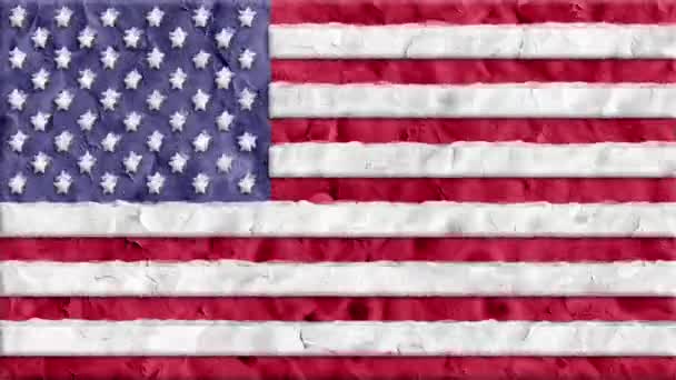 Stop motion clay maakte Usa vlag cartoon handgemaakte zoals animatie gelast lus - nieuwe kwaliteit videobeelden van de nationale patriottische kleurrijke symbool - Video