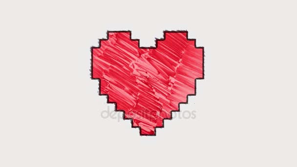 stop motion drawn marker pixel heart shape cartoon animation seamless loop background ... New quality universal 4k grunge vintage motion dynamic animated background colorful joyful cool video footage - Footage, Video
