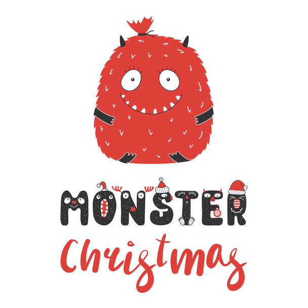 Monstruo de Navidad lindo y divertido
 - Vector, imagen