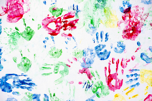 colorful child hand print pattern - Foto, Bild