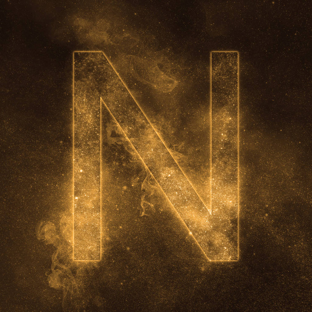 Letter N alphabet symbol. Space Letter, Night Sky Letter. - Foto, afbeelding