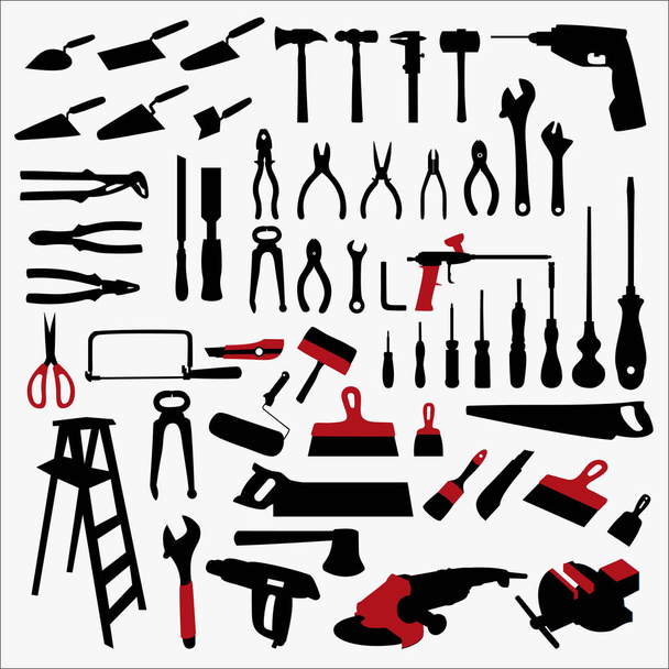 Silhouettes of construction tools  - Vector, Image