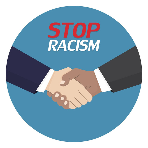 Nein zum Rassismus-Plakat. Diskriminierungssymbol. Handschlag-Symbol. Vektorillustration - Vektor, Bild