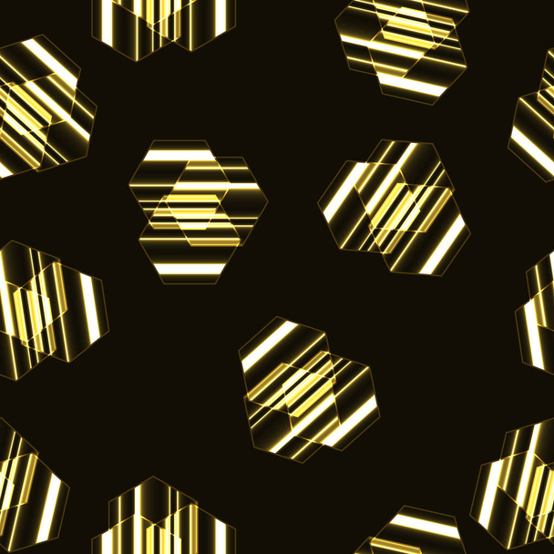 Современный бесшовный векторный рисунок, золотистый полосатый шестиугольник
. - Вектор,изображение