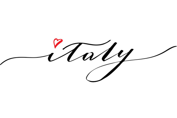 Italy. Handwritten black text isolated on white background, vector.  - Vetor, Imagem
