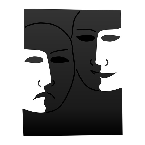 Театральные маски счастливая печаль - иллюстрация
 - Фото, изображение