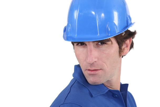 Closeup of a man in a hardhat - Photo, Image