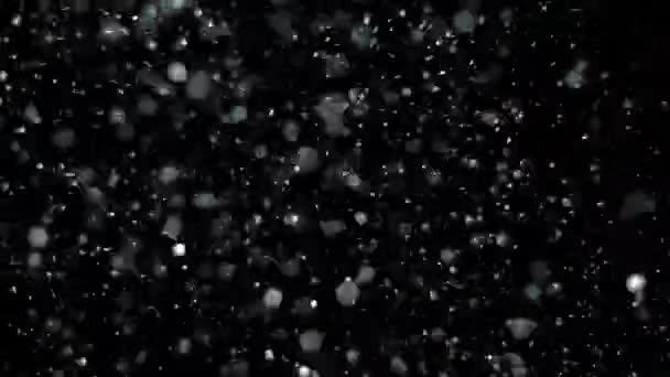 黒い背景にスローモーション雪, - 映像、動画