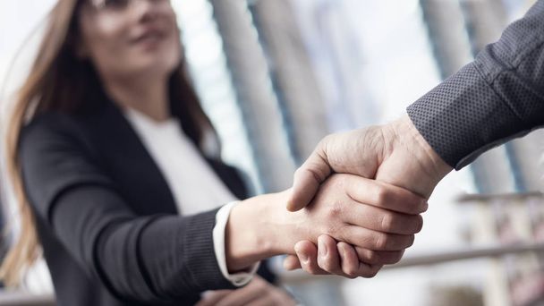 Businesspeople handshake close up view - Photo, Image