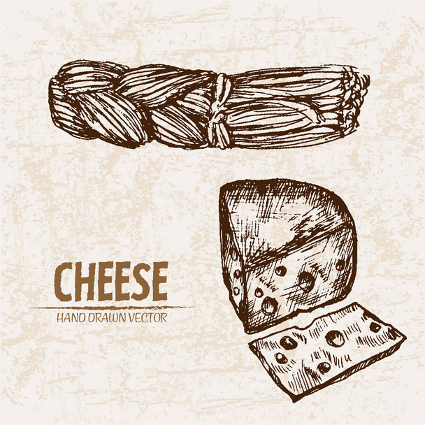 Ψηφιακή διάνυσμα λεπτομερή γραμμή τέχνης τυρί πλεξούδα - Διάνυσμα, εικόνα