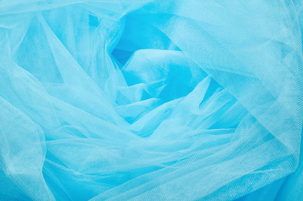 faliste tekstura tkanina niebieski z organzy - Zdjęcie, obraz