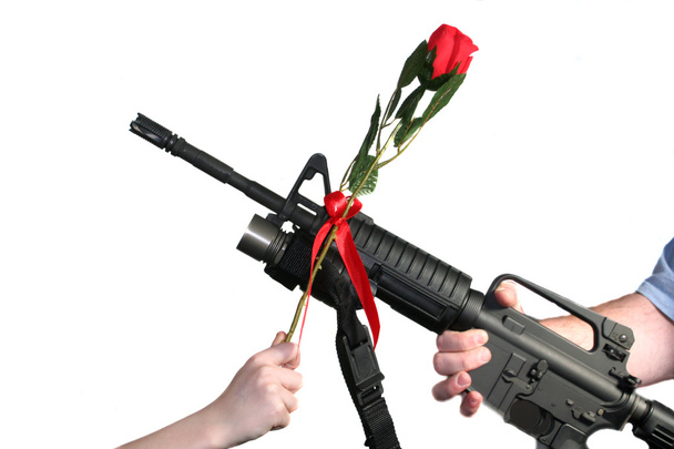 Adult Rifle Child Rose Crossed - Photo, Image