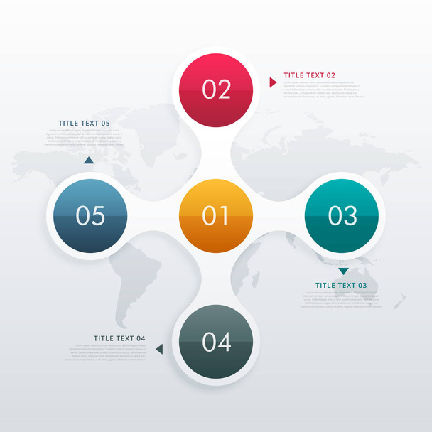 circle infographic template with five steps - Wektor, obraz