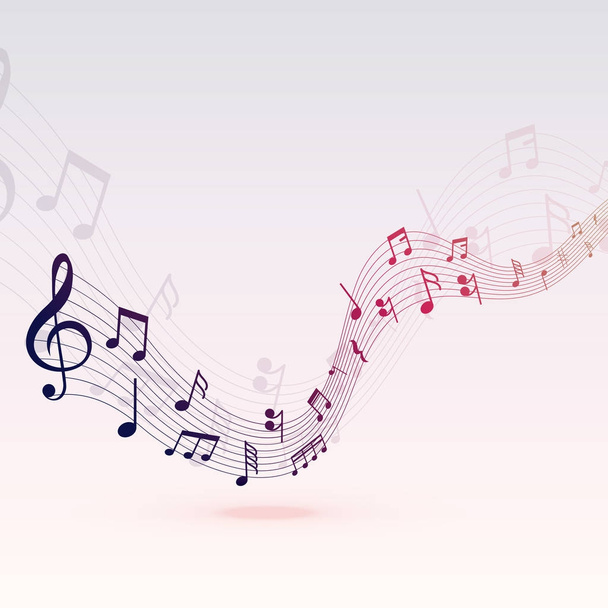 beautiful musical notes wave background design - Вектор,изображение