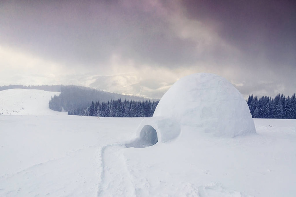 echte iglo in de bergen - Foto, afbeelding