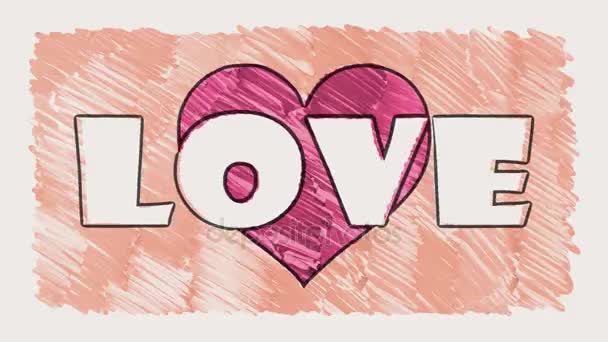 Zatrzymaj ruch rysowane znacznik serca kształt miłość słowo kreskówka animacja Płynna pętla tło... Nowe jakości uniwersalny grunge vintage ruchu animowane tła dynamiczne kolorowe radosny fajne materiały wideo - Materiał filmowy, wideo