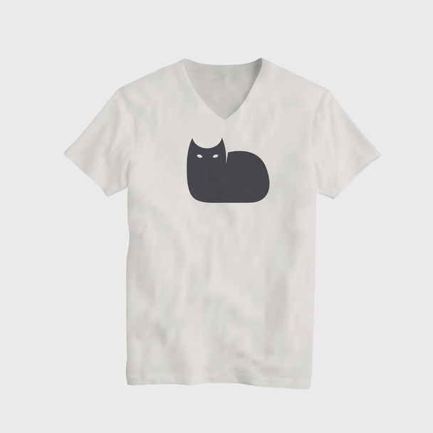 Czarny kot Zabawa Logo Koszulka szablon projektu. Ilustracja wektorowa. - Wektor, obraz