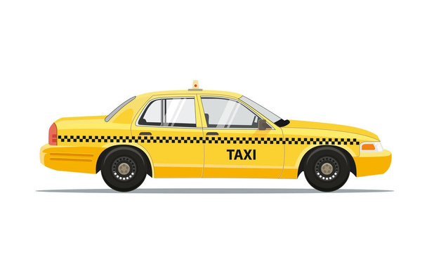 Taxi Yellow Car Cab Isolated on white background. Vector Illustration. - Vector, Image