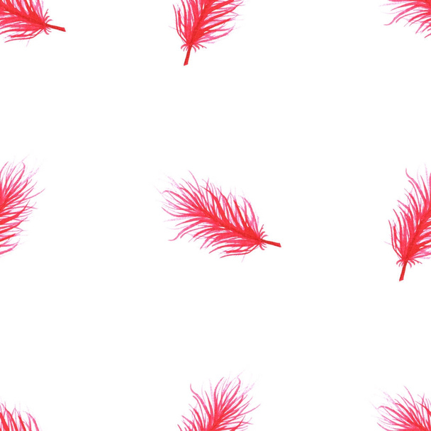 Watercolor feathers abstract seamless pattern - 写真・画像