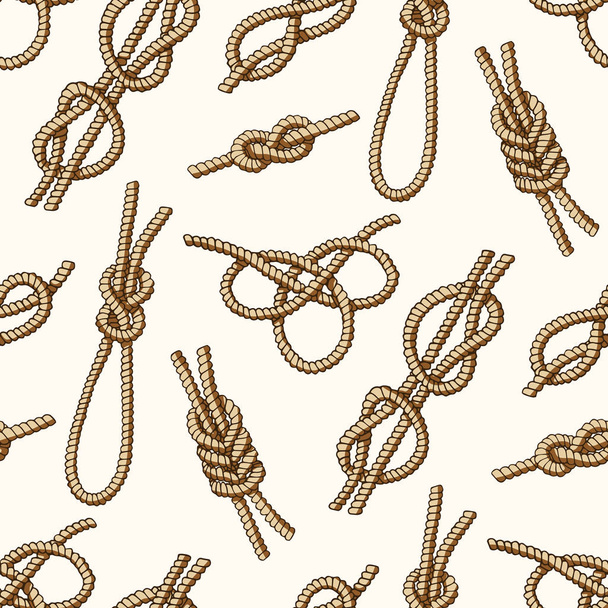 Diferentes tipos de nudos de barco de mar cuerda cuerda vector conjunto ilustración fondo patrón sin costura
 - Vector, imagen