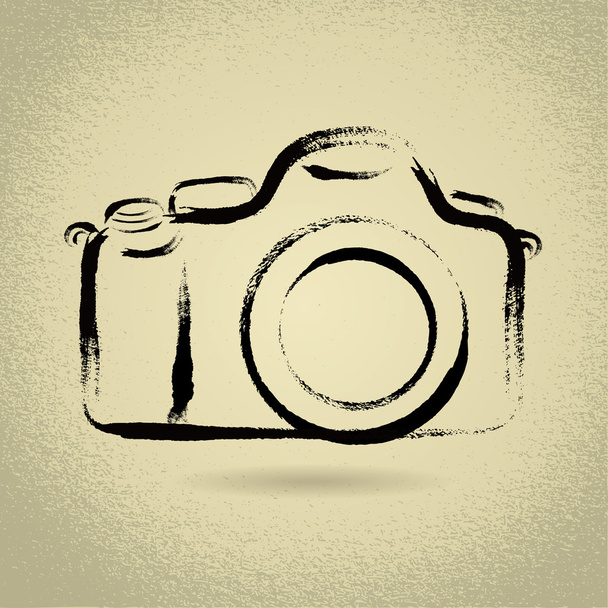 Câmera DSLR com escova
 - Vetor, Imagem