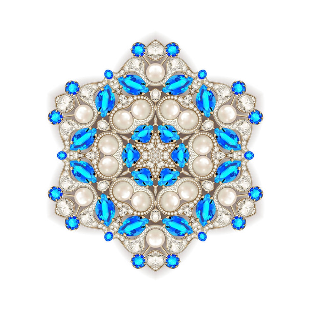 Mandala brooch jewelry, design element.  Geometric vintage ornam - Zdjęcie, obraz