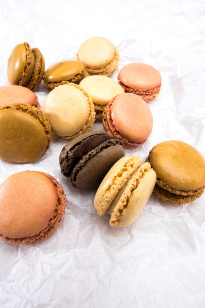 French macaroons cookies on white background - 写真・画像