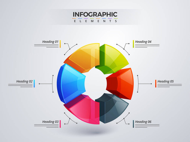 3D infographic element, or graph with six(6) steps . - ベクター画像