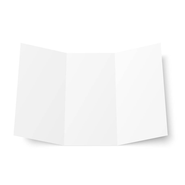 Векторний порожній білий трикратний буклет відкритий на білому тлі
 - Вектор, зображення