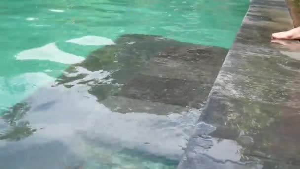 Man and woman are immersed in water and comes up in the pool - Video