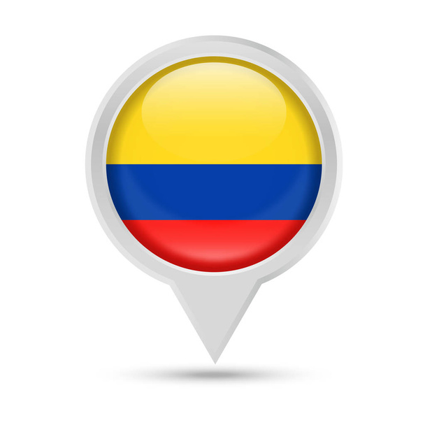 Colombia Flag Round Pin Vector Icon - Vector, Image