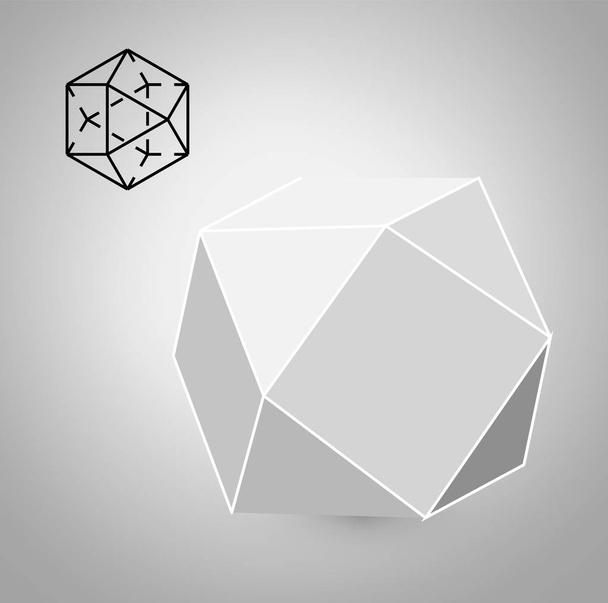 cuboctahedron je geometrické kresby. Módní bokové minimalistický design. Film objemová těla. cuboctahedron plochý design vektorové ilustrace, umělecká linie. Vektorové ilustrace - Vektor, obrázek