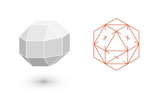 rhombicuboctahedron on geometrinen luku. Hipster Fashion minimalistinen muotoilu. Kuvaa kiinteitä kehoja. rhombicuboctahedron tasainen muotoilu vektori kuvitus, hieno taidetta linja. Vektoriesimerkki
 - Vektori, kuva