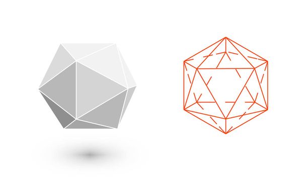 o icosaedro é uma figura geométrica. Hipster Design minimalista de moda. Filme corpos sólidos. icosaedro design plano ilustração vetorial, linha de arte fina. Ilustração vetorial
 - Vetor, Imagem