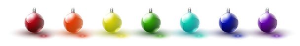 Bolas de Natal coloridas. Conjunto de decorações realísticas isoladas. Ilustração vetorial - Vetor, Imagem