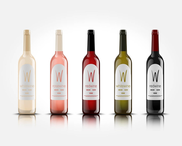 Vector, wine bottle, made in a realistic 3d style. on a white background. It can serve as a layout for future design and present your product. - Vector, imagen