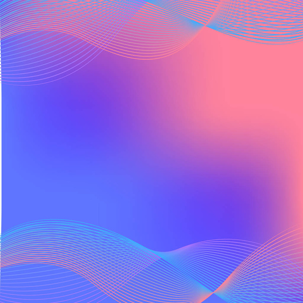 Background design with wavy lines in blue and pink - Vector, Image