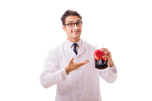 Doutor em doação de sangue conceito isolado em branco - Foto, Imagem