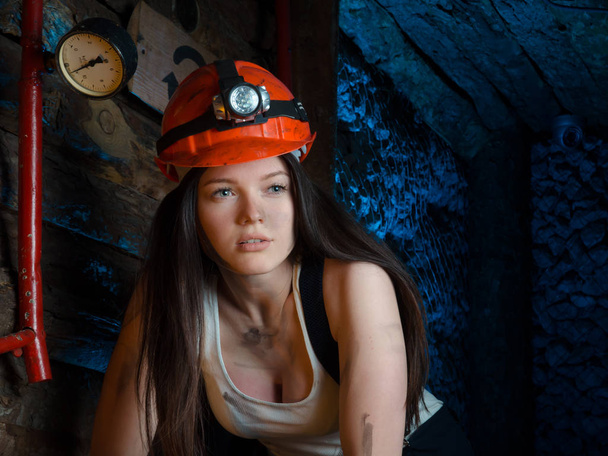 the cosplay on the miners in the mine - Photo, Image