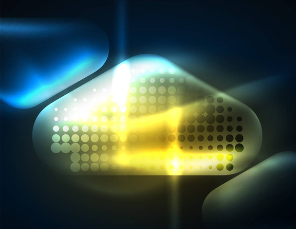 Illuminated lens flares, glowing color techno background - Vector, Image