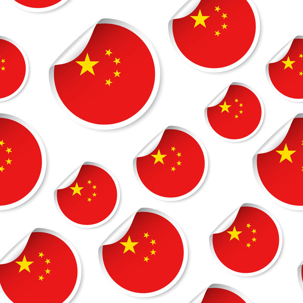 Κίνα σημαία αυτοκόλλητο χωρίς ραφή πρότυπο υπόβαθρο. Επιχειρηματική ιδέα - Διάνυσμα, εικόνα