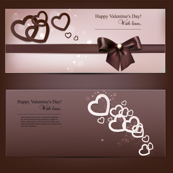 Greeting cards with hand made paper hearts and copy space. Vecto - Vektor, Bild