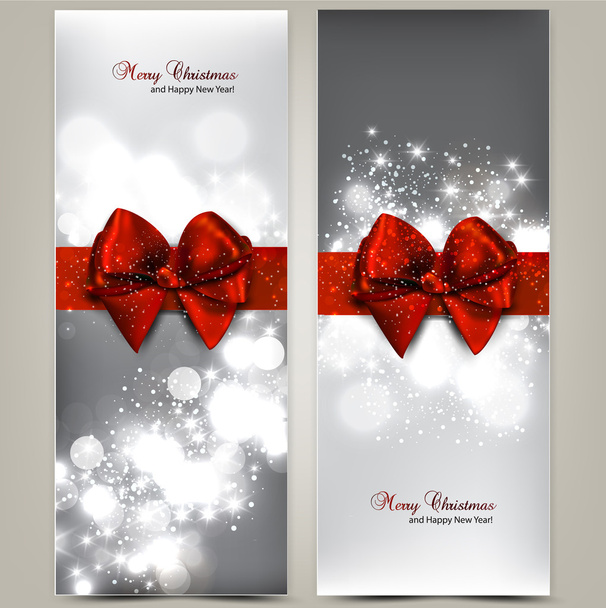 Greeting cards with red bows and copy space. Vector illustration - Vector, afbeelding