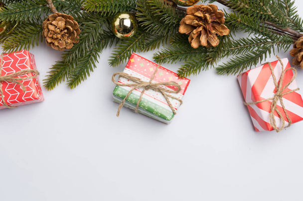 christmas gift presents in decorative boxes white - Fotó, kép