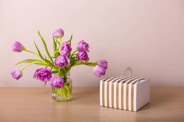 Bouquet of fresh pink tulips - Foto, Imagen