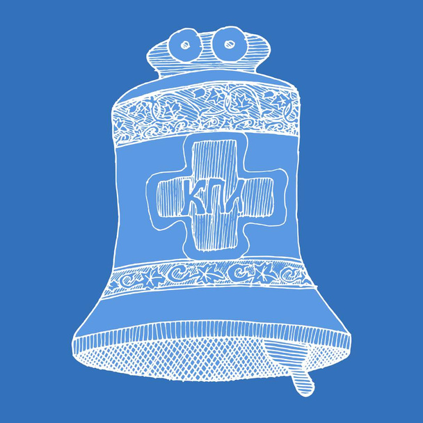 Campana ortodoxa sobre fondo azul
 - Vector, Imagen